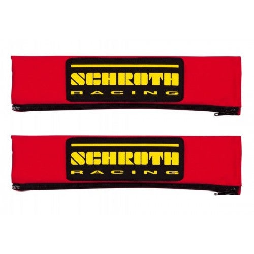 2" Gurtpolster rot mit schwarz/gelbem SCHROTH RACING Logo 100% Baumwolle