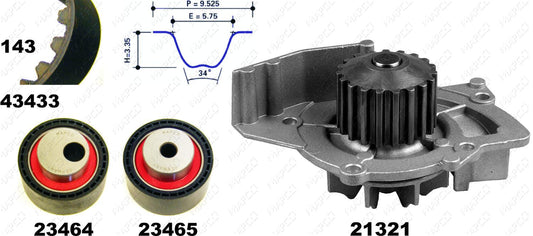 MAPCO Wasserpumpe + Zahnriemensatz 41433