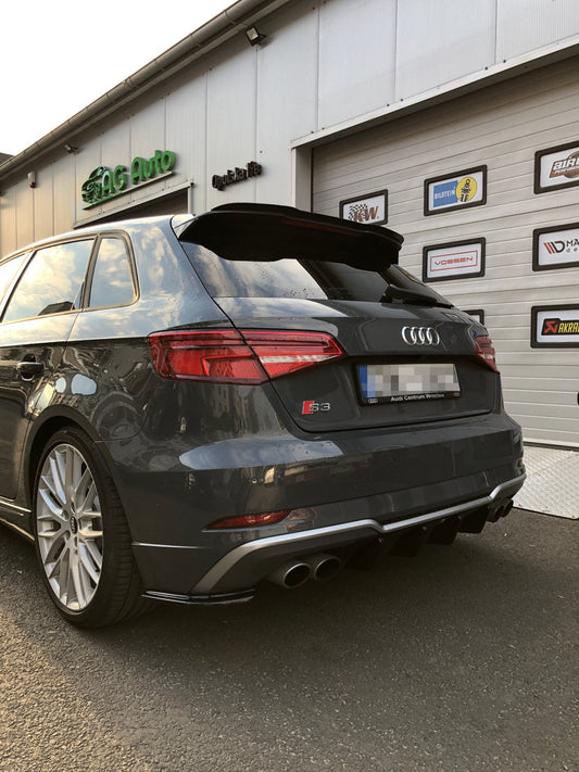 Heck Ansatz Flaps Diffusor für AUDI S3 8V FACELIFT schwarz Hochglanz