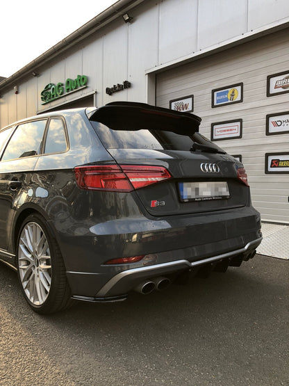Heck Ansatz Flaps Diffusor für AUDI S3 8V FACELIFT schwarz matt