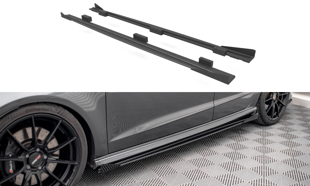 Street Pro Seitenschweller Ansatz für + Flaps Audi S3 Sportback 8V Facelift schwarz Hochglanz