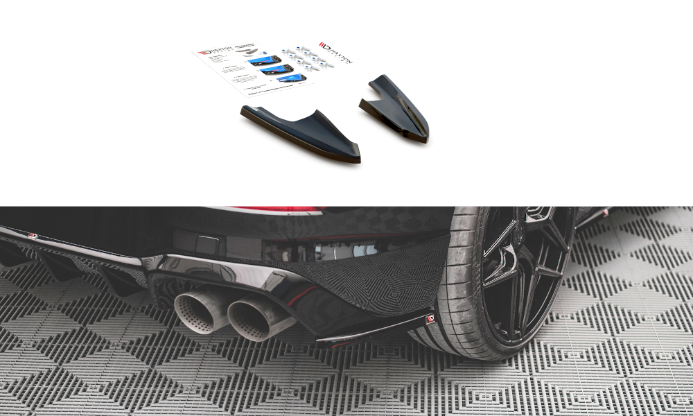 Heck Ansatz Flaps Diffusor V.3 für Volkswagen Golf R Mk8 Carbon Look