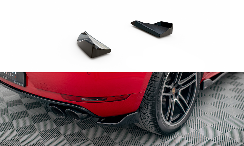 Heck Ansatz Flaps Diffusor für Porsche Macan Mk1 Facelift schwarz Hochglanz