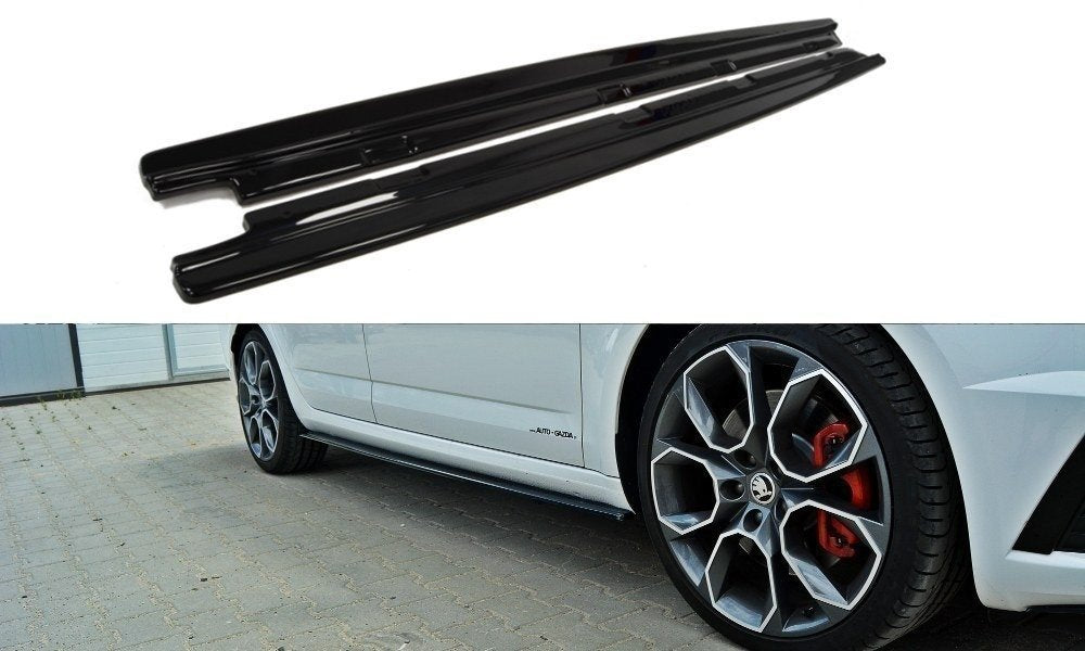 Seitenschweller Ansatz für Skoda Octavia RS Mk3 / Mk3 FL Hatchback / Kombi schwarz Hochglanz