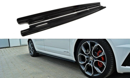 Seitenschweller Ansatz für Skoda Octavia RS Mk3 / Mk3 FL Hatchback / Kombi schwarz Hochglanz