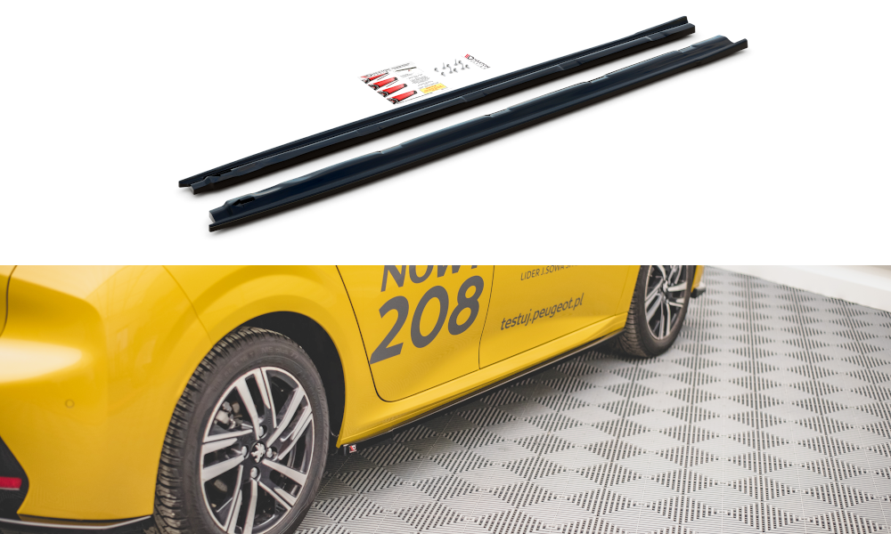 Seitenschweller Ansatz für Peugeot 208 Mk2 schwarz matt