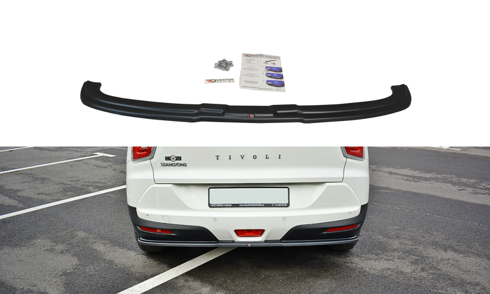 Mittlerer Diffusor Heck Ansatz für SSANGYONG TIVOLI schwarz Hochglanz