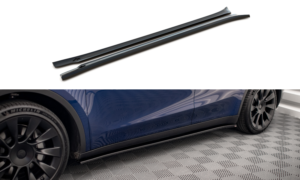 Seitenschweller Ansatz für V.2 für Tesla Model Y schwarz Hochglanz