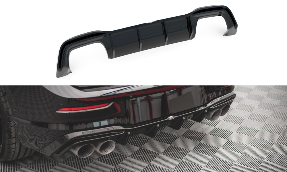 Diffusor Heck Ansatz V.2 für Volkswagen Golf R Mk8 schwarz Hochglanz