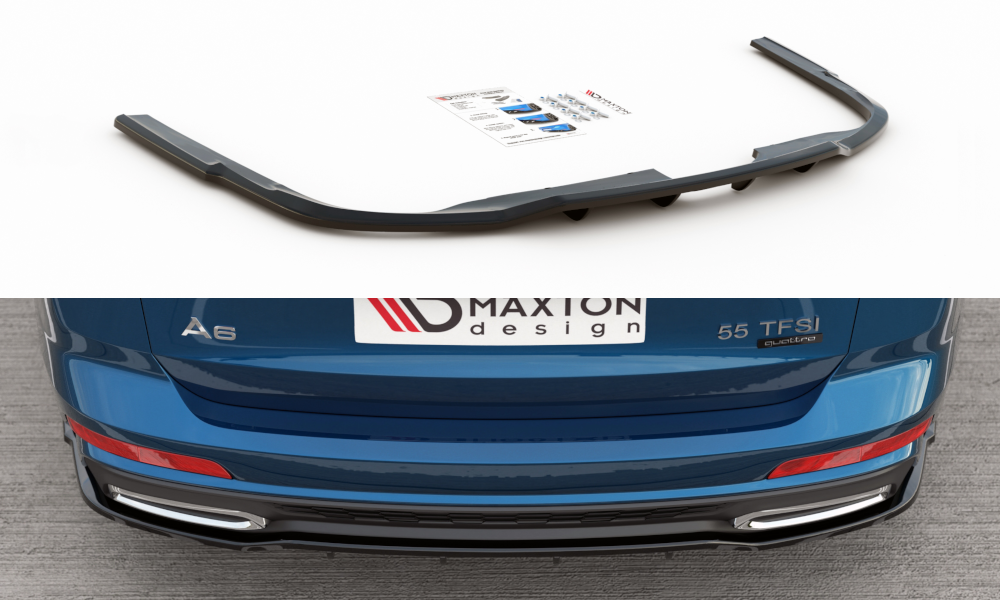 Mittlerer Diffusor Heck Ansatz DTM Look für Audi A6 S-Line Avant C8 schwarz Hochglanz