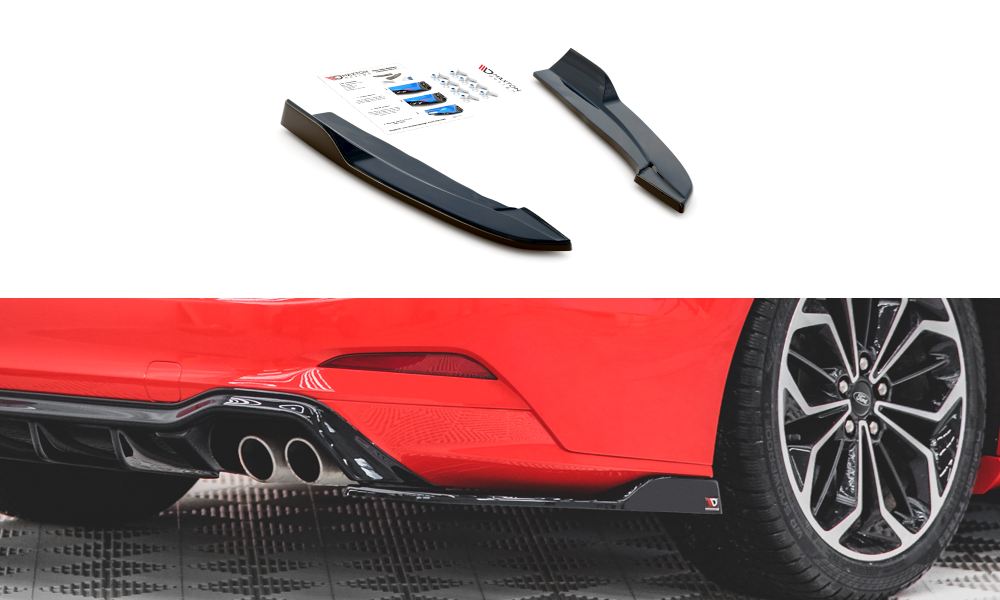 Heck Ansatz Flaps Diffusor V.4 für Ford Focus ST-Line Kombi Mk4 Carbon Look