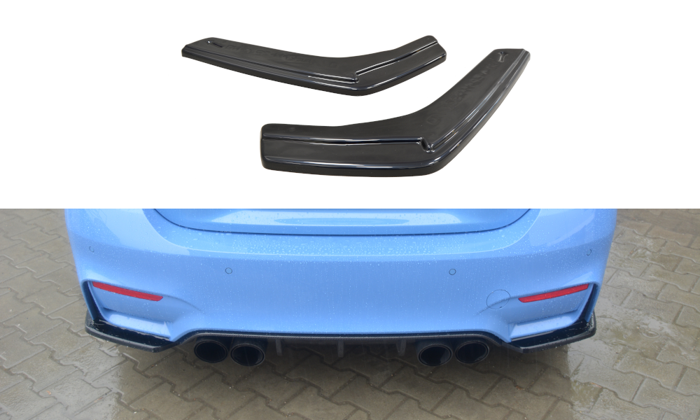 Heck Ansatz Flaps Diffusor für BMW M4 F82 schwarz matt