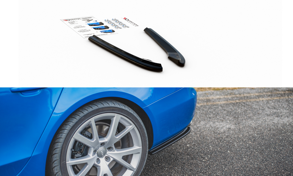 Heck Ansatz Flaps Diffusor für Audi S4 / A4 S-Line B8 Limousine Carbon Look