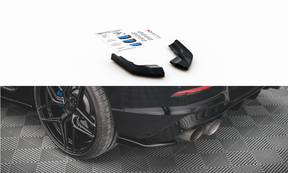 Heck Ansatz Flaps Diffusor V.2 für Volkswagen Golf R Mk8 schwarz Hochglanz