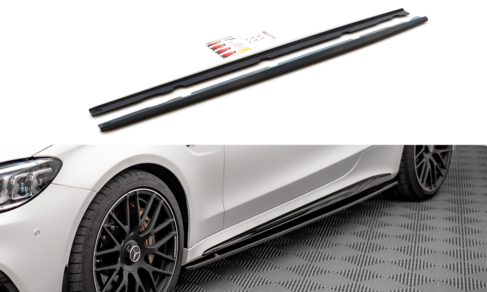 Seitenschweller Ansatz für V.1 für Mercedes-AMG C 63 AMG Coupe C205 Facelift schwarz matt
