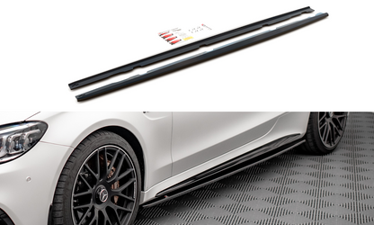 Seitenschweller Ansatz für V.1 für Mercedes-AMG C 63 AMG Coupe C205 Facelift schwarz matt