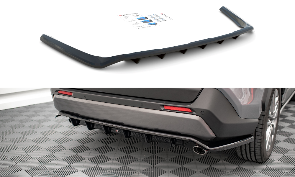 Mittlerer Diffusor Heck Ansatz DTM Look für Toyota RAV4 Mk5 schwarz Hochglanz