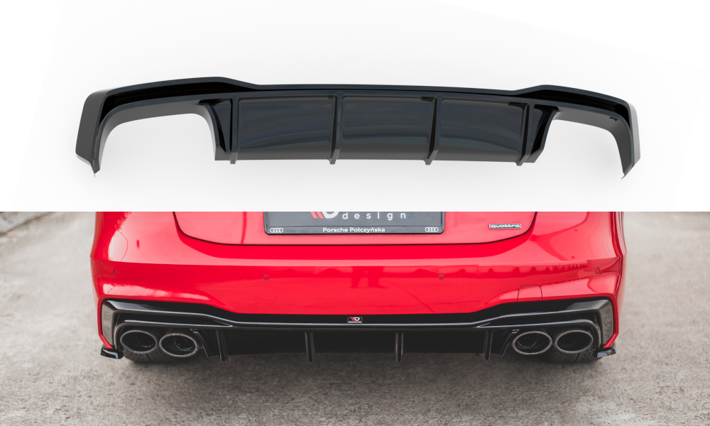 Diffusor Heck Ansatz für Audi S7 C8 schwarz Hochglanz