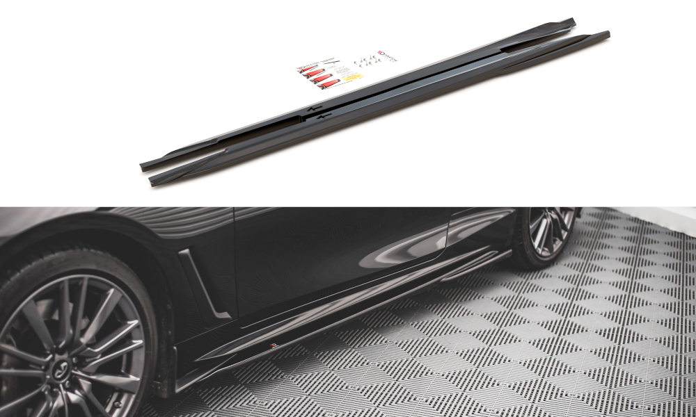 Seitenschweller Ansatz für Infiniti Q60 S Mk2 schwarz Hochglanz