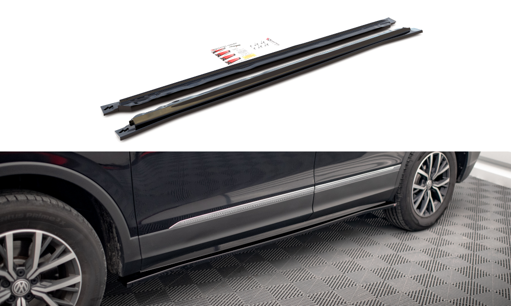 Seitenschweller Ansatz für Volkswagen Tiguan Allspace Mk2 Carbon Look