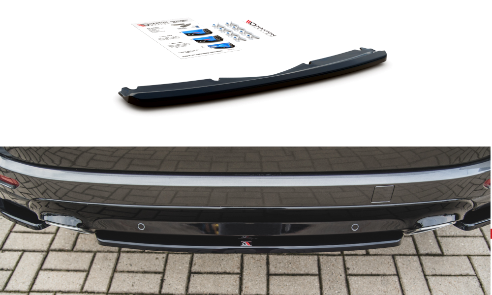 Mittlerer Diffusor Heck Ansatz für Ford S-Max Vignale Mk2 Facelift schwarz matt