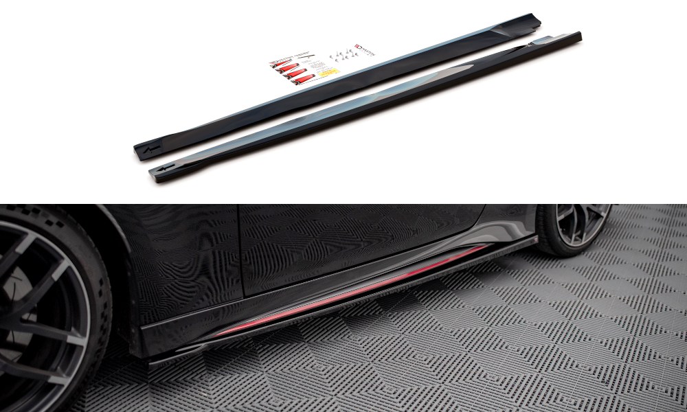 Seitenschweller Ansatz für V.1 für Nissan 370Z Nismo Facelift schwarz Hochglanz