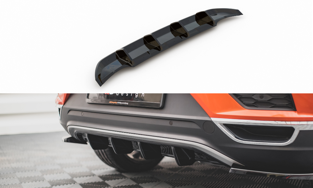 Diffusor Heck Ansatz für Volkswagen T-Roc Mk1 schwarz Hochglanz