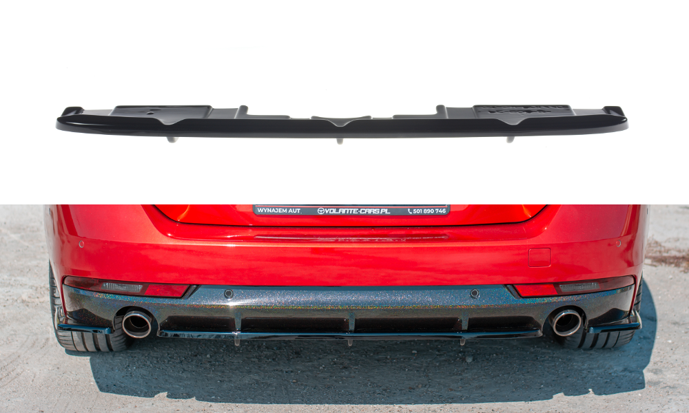 Mittlerer Diffusor Heck Ansatz für(mit einem vertikalem balken)  Peugeot 508 SW Mk2 schwarz Hochglanz