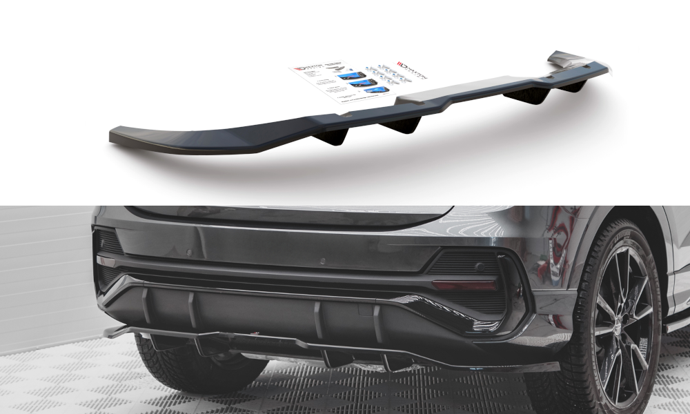Mittlerer Diffusor Heck Ansatz DTM Look für Audi Q3 Sportback S-Line schwarz matt
