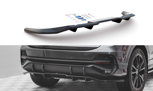 Mittlerer Diffusor Heck Ansatz DTM Look für Audi Q3 Sportback S-Line schwarz matt