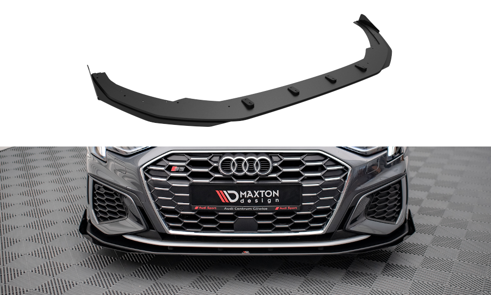 Street Pro Front Ansatz für +Flaps für V.1 + Flaps Audi S3 / A3 S-Line 8Y schwarz Hochglanz