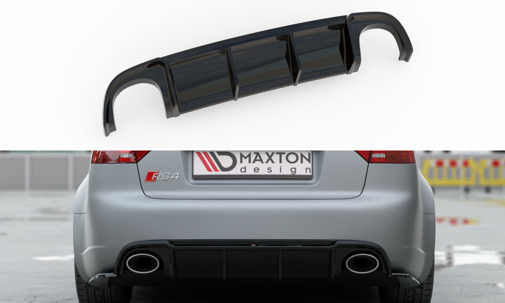 Diffusor Heck Ansatz für Audi RS4 B7 schwarz Hochglanz