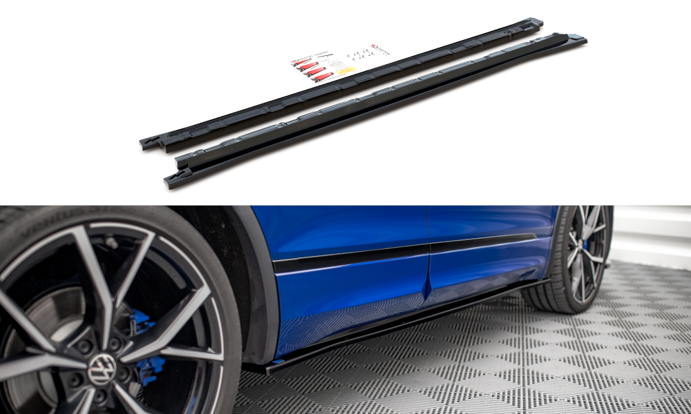 Seitenschweller Ansatz für Volkswagen Tiguan R / R-Line Mk2 Facelift schwarz matt