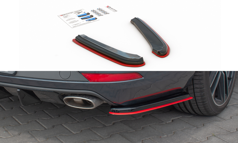 Heck Ansatz Flaps Diffusor passend für V.2 Seat Leon Mk3 Cupra ST Facelift Carbon Look