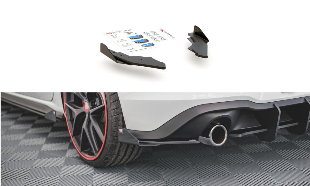 Robuste Racing Heck Ansatz Flaps Diffusor +Flaps für Volkswagen Golf 8 GTI schwarz Hochglanz