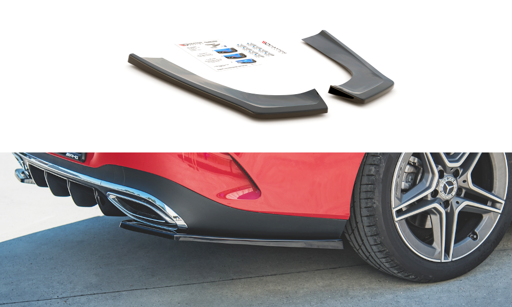 Heck Ansatz Flaps Diffusor für Mercedes-Benz CLA Shooting Brake AMG-Line X118 schwarz Hochglanz