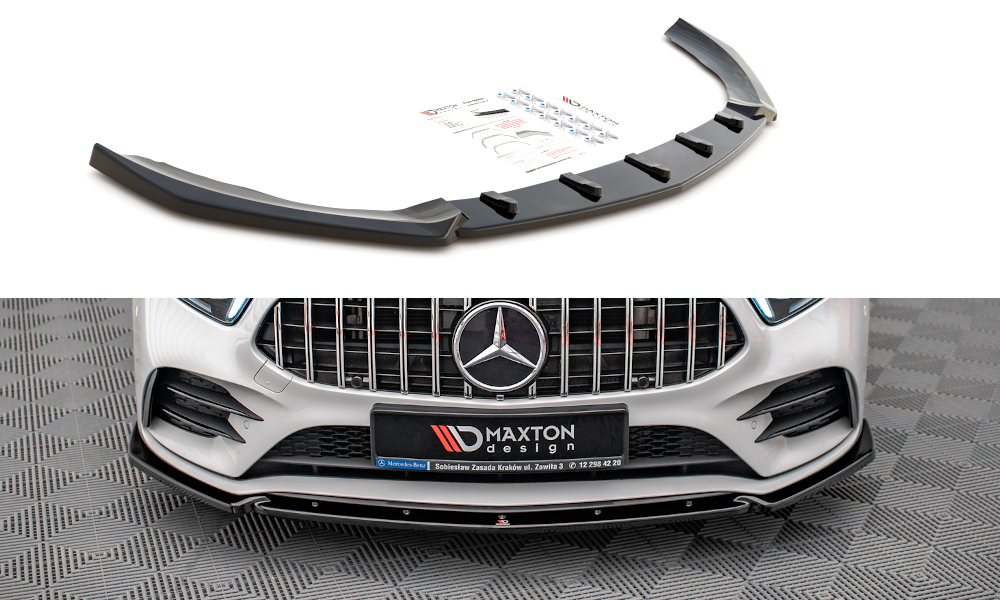 Front Ansatz V.4 für Mercedes A35 AMG / AMG-Line W177  schwarz Hochglanz
