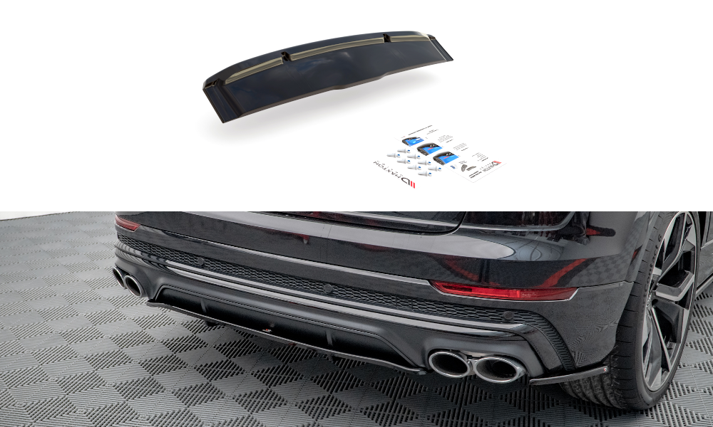 Mittlerer Diffusor Heck Ansatz DTM Look für Audi SQ8 Mk1 schwarz matt