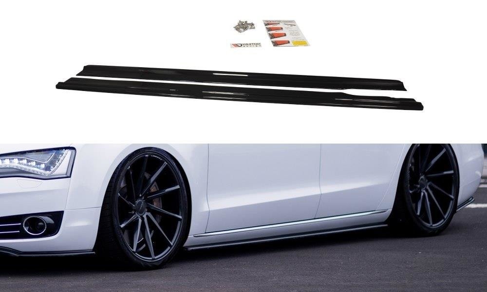 Seitenschweller Ansatz für Audi A8 D4 schwarz Hochglanz