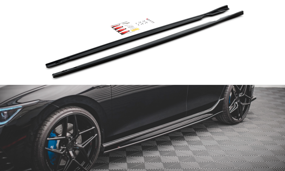 Seitenschweller Ansatz für V.2 für Volkswagen Golf R Mk8 schwarz matt