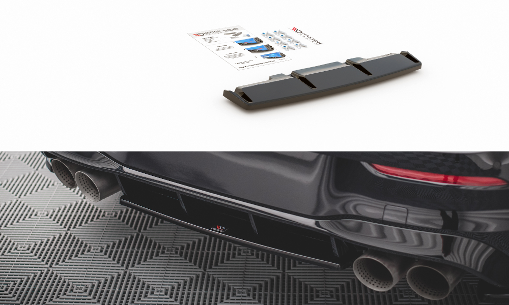 Mittlerer Diffusor Heck Ansatz für Volkswagen Golf R Mk8 Carbon Look