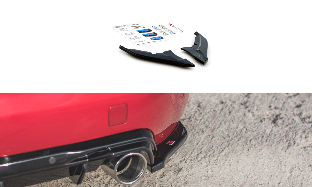 Heck Ansatz Flaps Diffusor für Peugeot 308 GT Mk2 Facelift schwarz matt