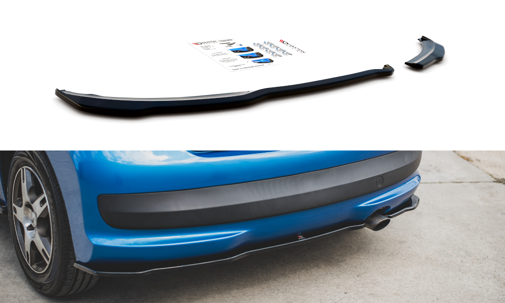 Heck Ansatz Flaps Diffusor für Peugeot 207 Sport schwarz matt