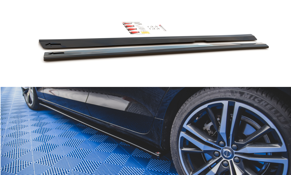 Seitenschweller Ansatz für V.2 für Volvo S60/V60 R-Design Mk3 schwarz Hochglanz
