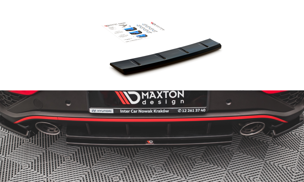 Mittlerer Diffusor Heck Ansatz für Hyundai I30 N Hatchback Mk3 Facelift schwarz Hochglanz