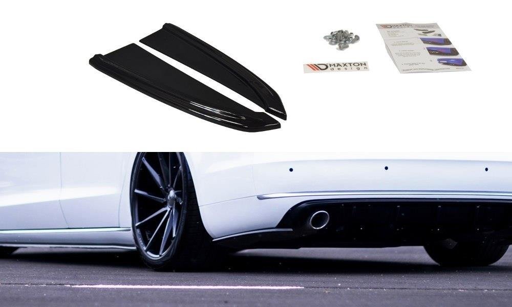 Heck Ansatz Flaps Diffusor für Audi A8 D4 schwarz Hochglanz