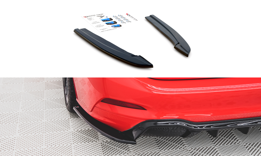 Heck Ansatz Flaps Diffusor V.3 für Ford Focus ST-Line Kombi Mk4 Carbon Look