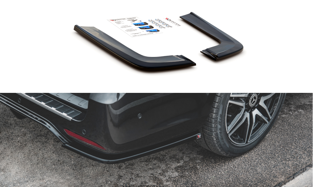 Heck Ansatz Flaps Diffusor V.2 für Mercedes-Benz V-Klasse AMG-Line W447 Facelift schwarz matt