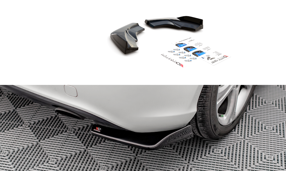 Heck Ansatz Flaps Diffusor V.1 für Mercedes-Benz A W176 schwarz Hochglanz
