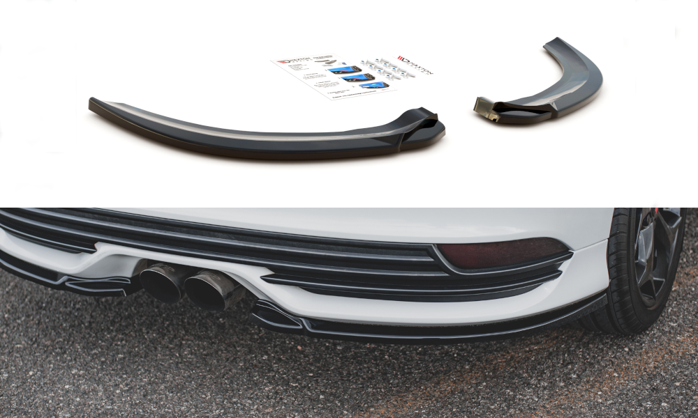 Heck Ansatz Flaps Diffusor V.2 für Ford Focus ST Mk3 Facelift schwarz Hochglanz